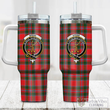 Spens Modern Tartan and Family Crest Tumbler with Handle