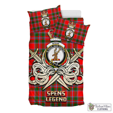 Spens Modern Tartan Bedding Set with Clan Crest and the Golden Sword of Courageous Legacy