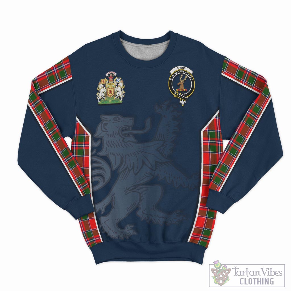 Tartan Vibes Clothing Spens Modern Tartan Sweater with Family Crest and Lion Rampant Vibes Sport Style