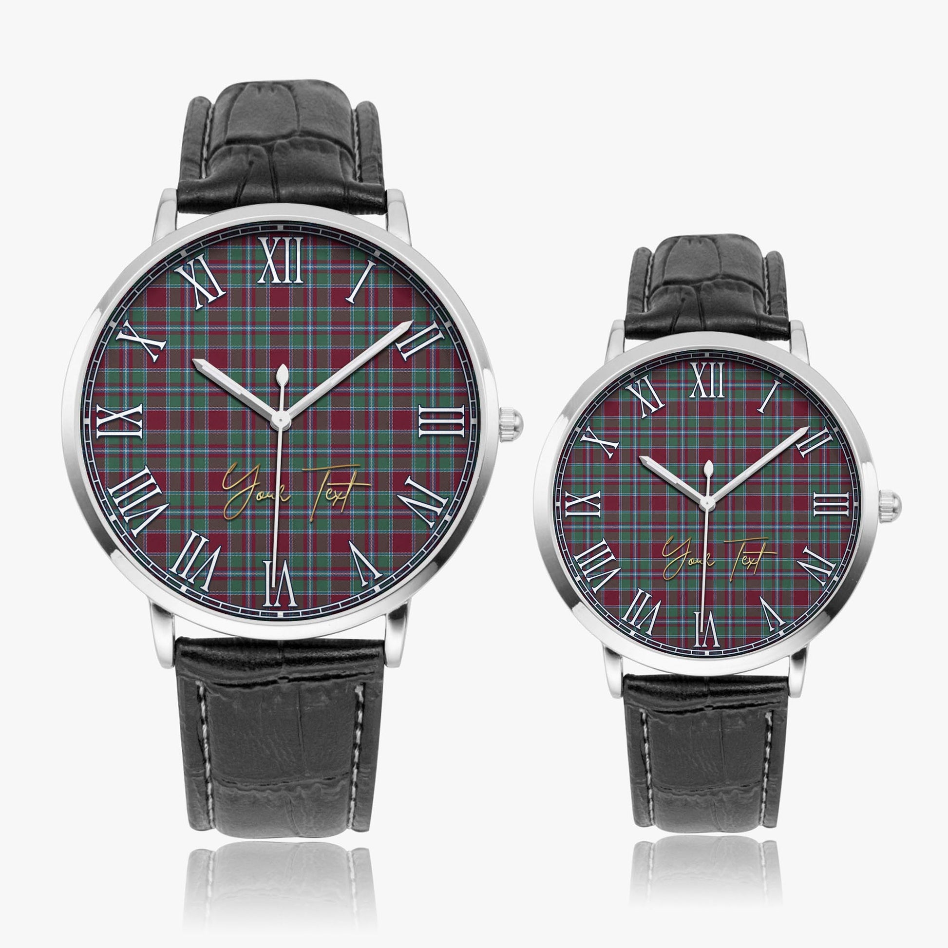 Spence (Spens) Tartan Personalized Your Text Leather Trap Quartz Watch - Tartan Vibes Clothing