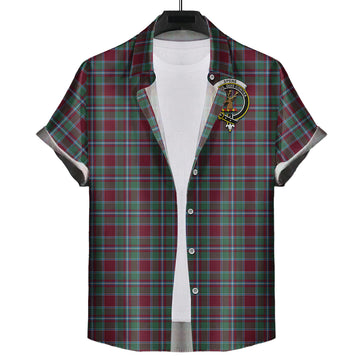 Spens (Spence) Tartan Short Sleeve Button Down Shirt with Family Crest