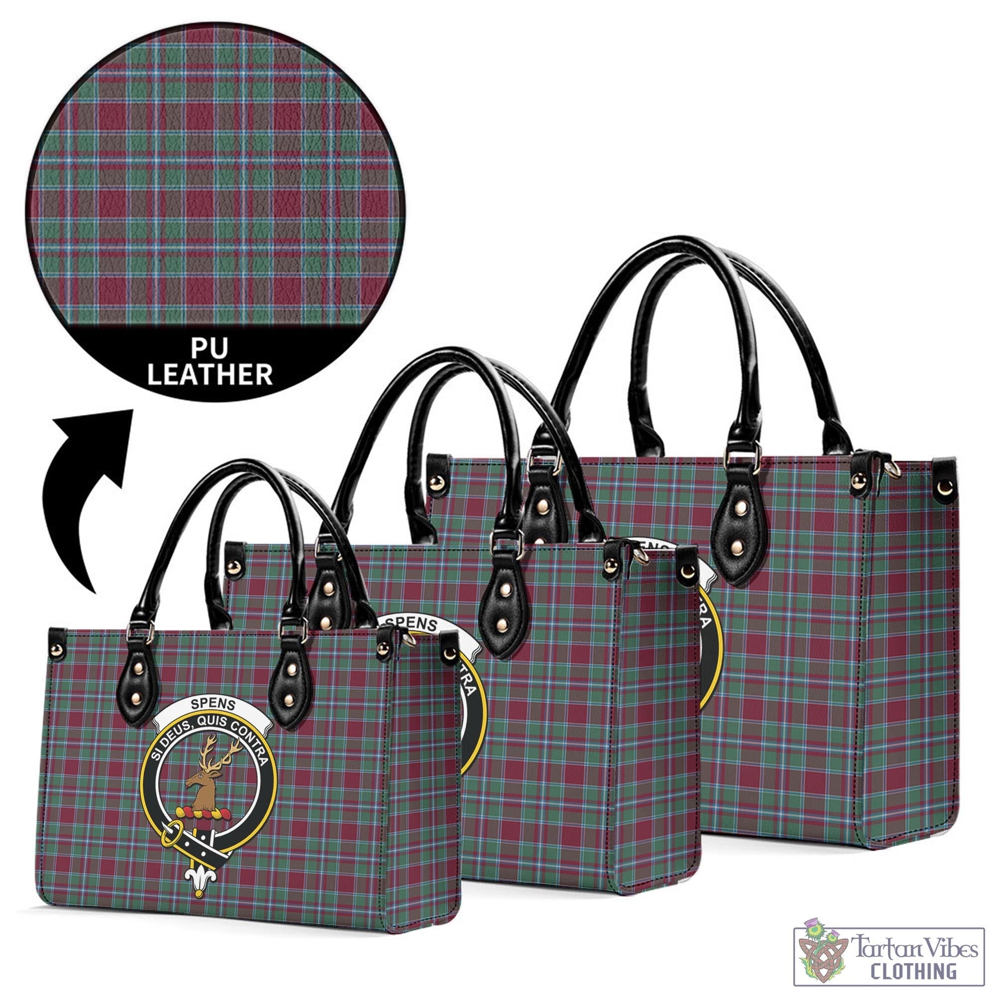 Spence (Spens) Tartan Luxury Leather Handbags with Family Crest L - Tartan Vibes Clothing