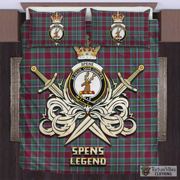 Spens (Spence) Tartan Bedding Set with Clan Crest and the Golden Sword of Courageous Legacy