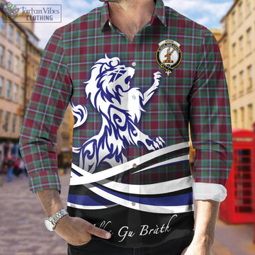 Spence (Spens) Tartan Long Sleeve Button Up Shirt with Alba Gu Brath Regal Lion Emblem Men's Shirt - Tartan Vibes Clothing