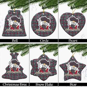 Spence (Spens) Tartan Christmas Ceramic Ornaments with Scottish Gnome Playing Bagpipes Ceramic - Tartan Vibes Clothing