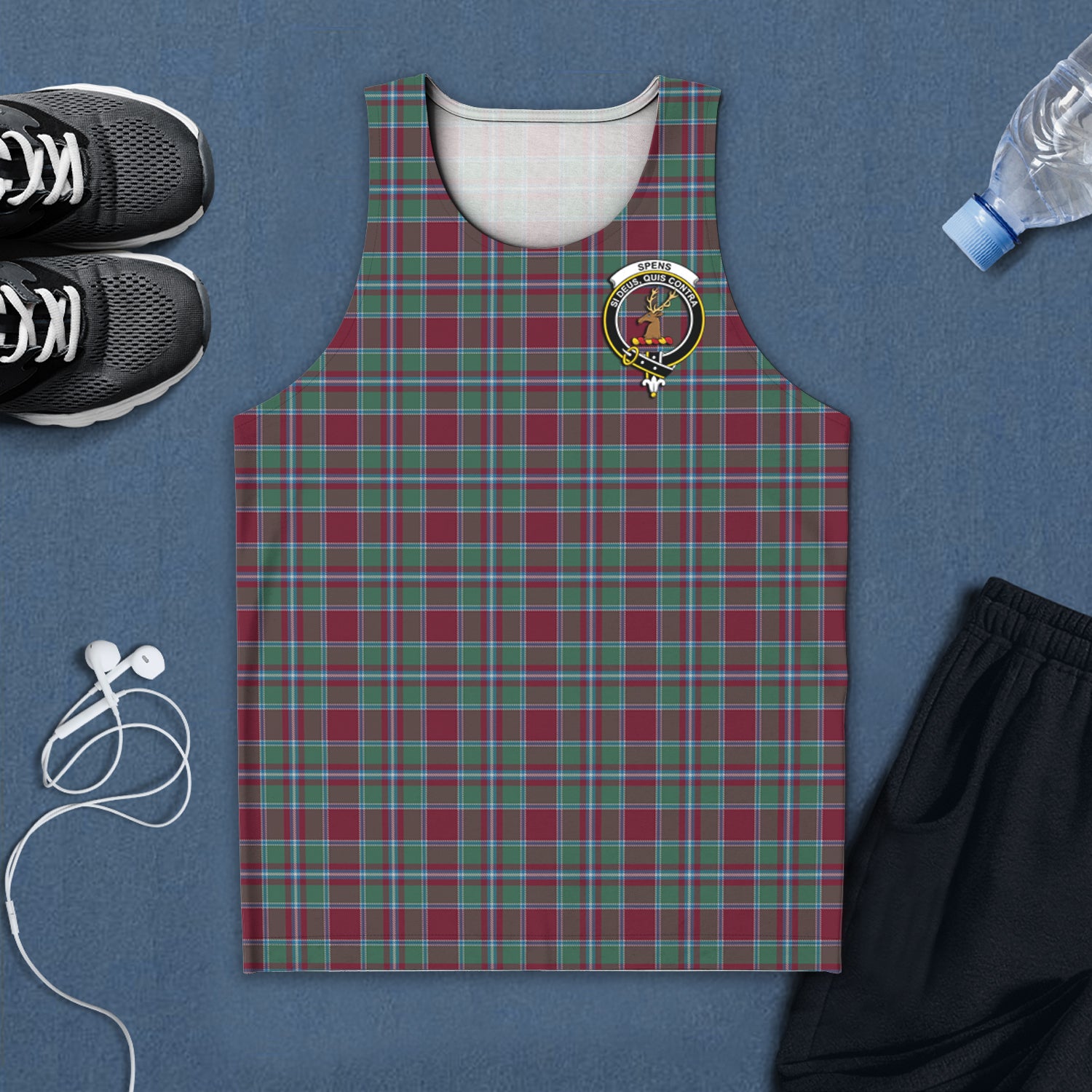 Spence (Spens) Tartan Mens Tank Top with Family Crest 5XL - Tartan Vibes Clothing
