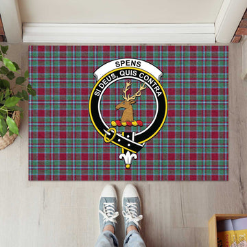 Spence (Spens) Tartan Rubber Doormat with Family Crest