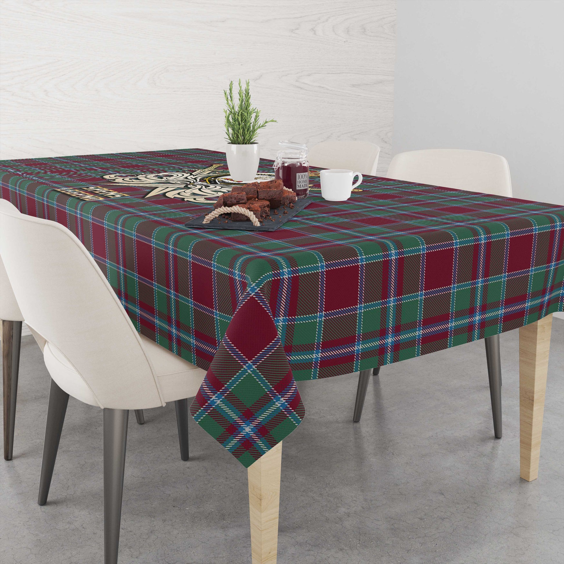 Spence (Spens) Tartan Tablecloth with Clan Crest and the Golden Sword of Courageous Legacy - Tartan Vibes Clothing