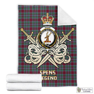 Spence (Spens) Tartan Blanket with Clan Crest and the Golden Sword of Courageous Legacy - Tartan Vibes Clothing