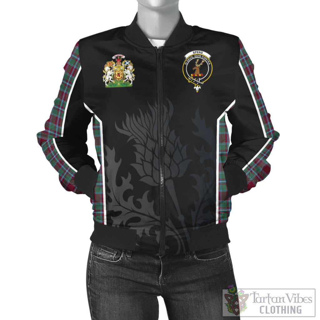 Spence (Spens) Tartan Bomber Jacket with Family Crest and Scottish Thistle Vibes Sport Style - Tartan Vibes Clothing
