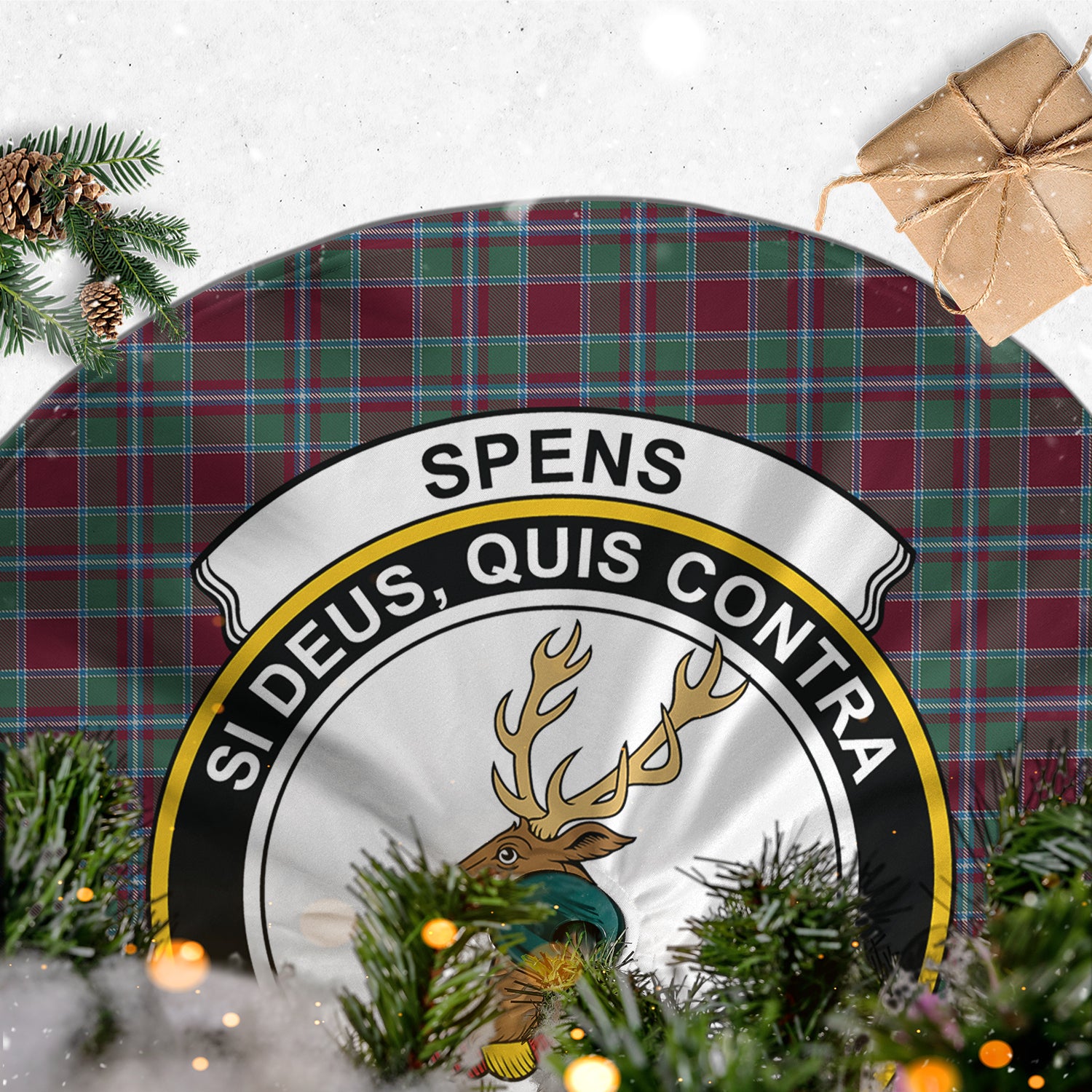 Spence (Spens) Tartan Christmas Tree Skirt with Family Crest - Tartan Vibes Clothing