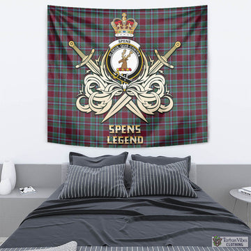 Spence (Spens) Tartan Tapestry with Clan Crest and the Golden Sword of Courageous Legacy - Tartan Vibes Clothing