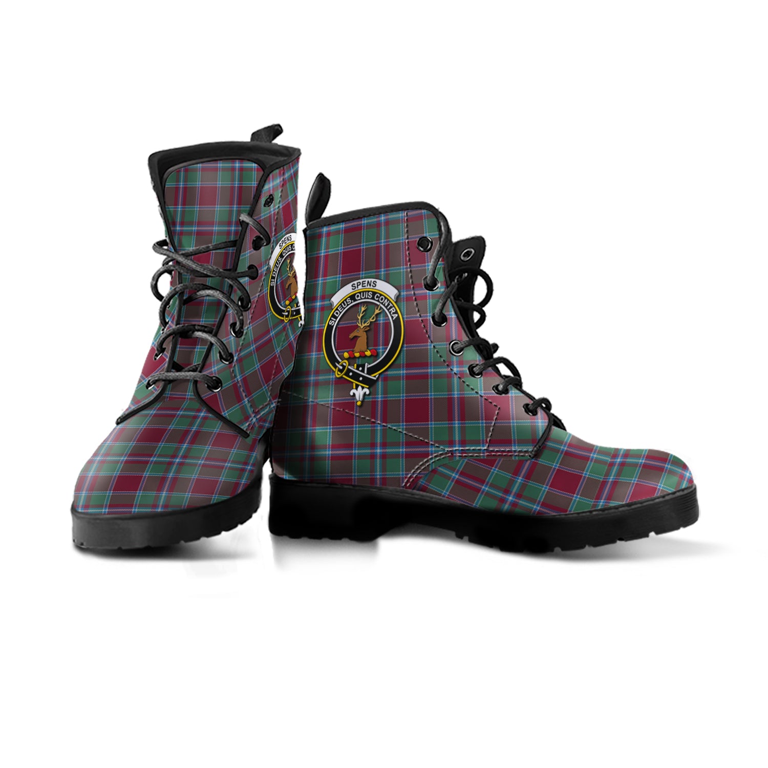 Spence (Spens) Tartan Leather Boots with Family Crest - Tartan Vibes Clothing
