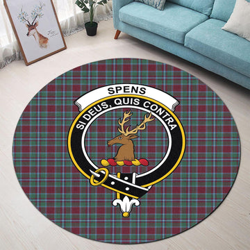 Spence (Spens) Tartan Round Rug with Family Crest - Tartan Vibes Clothing