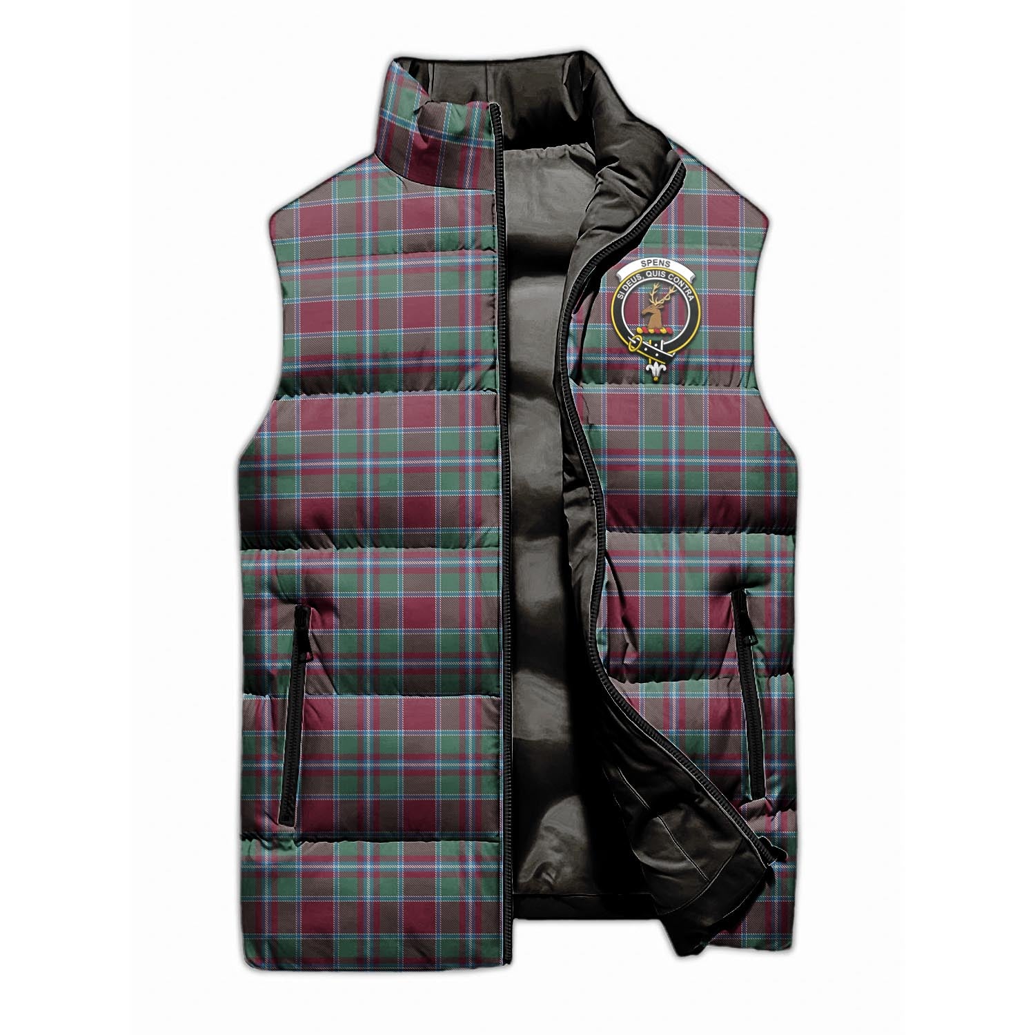 Spence (Spens) Tartan Sleeveless Puffer Jacket with Family Crest - Tartan Vibes Clothing