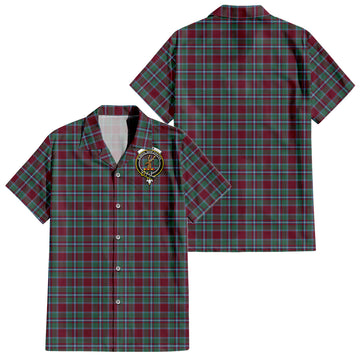 Spens (Spence) Tartan Short Sleeve Button Down Shirt with Family Crest