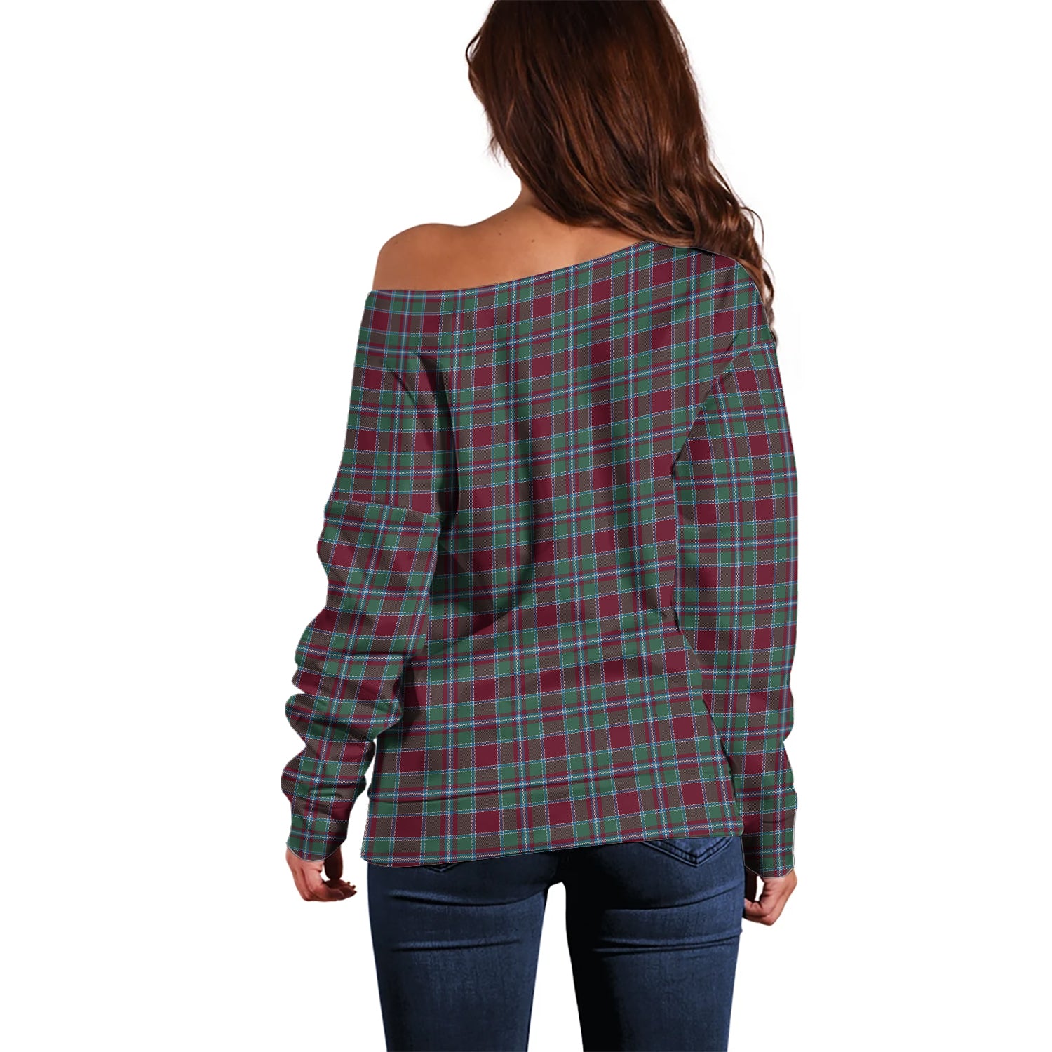 Spens (Spence) Tartan Off Shoulder Women Sweater with Family Crest - Tartanvibesclothing Shop