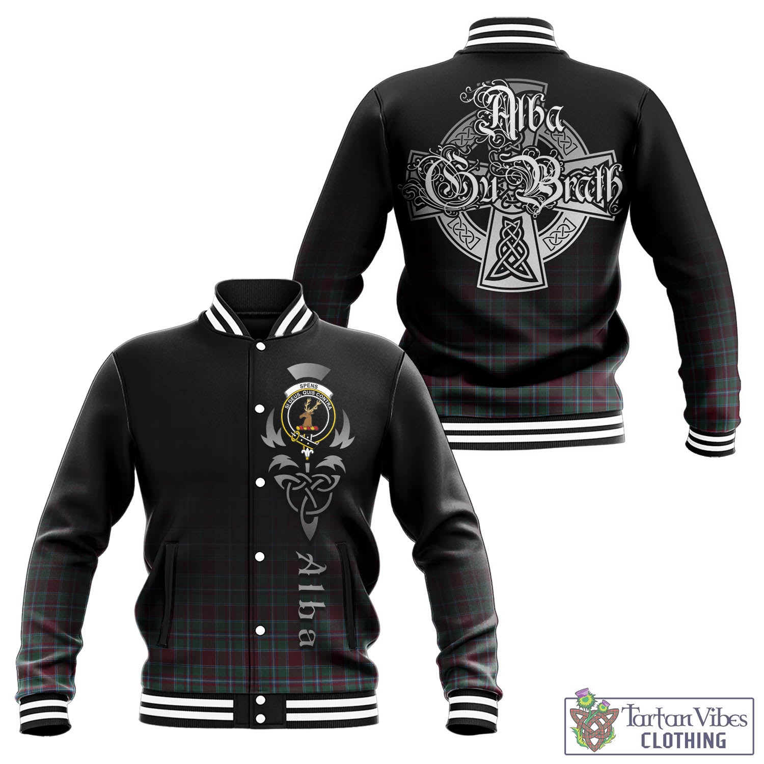 Spence (Spens) Tartan Baseball Jacket Featuring Alba Gu Brath Family Crest Celtic Inspired - Tartan Vibes Clothing