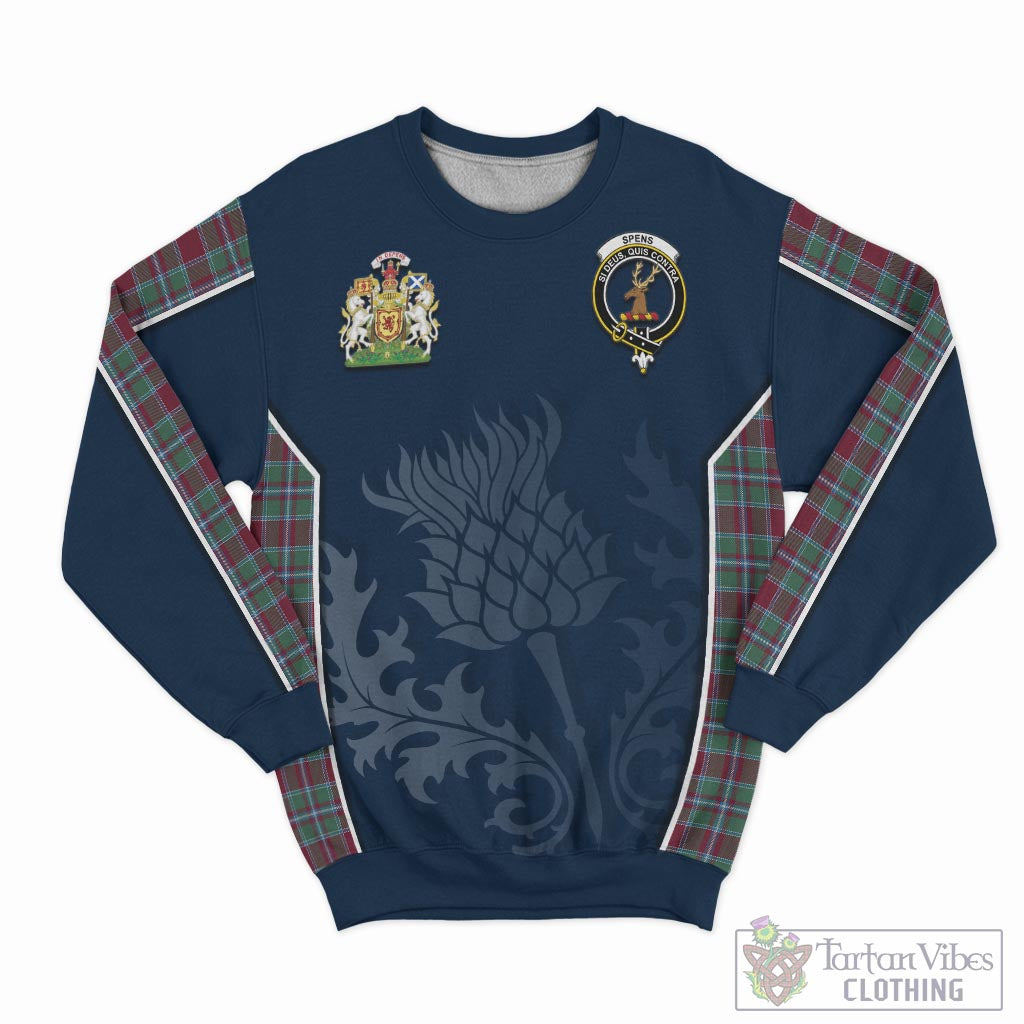 Spence (Spens) Tartan Sweatshirt with Family Crest and Scottish Thistle Vibes Sport Style - Tartan Vibes Clothing