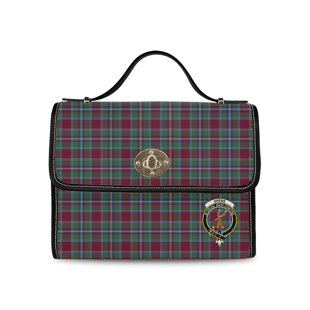 spens-spence-tartan-leather-strap-waterproof-canvas-bag-with-family-crest