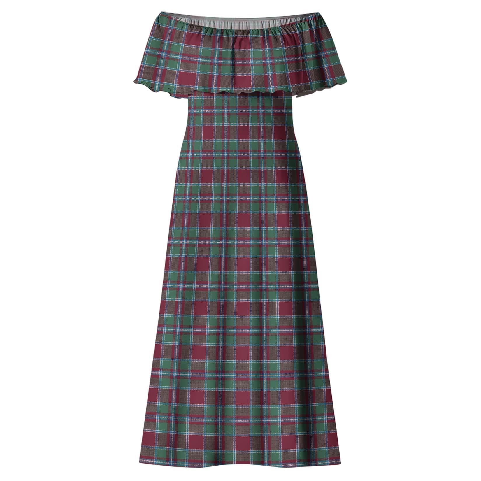 Spence (Spens) Tartan Off Shoulder Long Dress - Tartan Vibes Clothing
