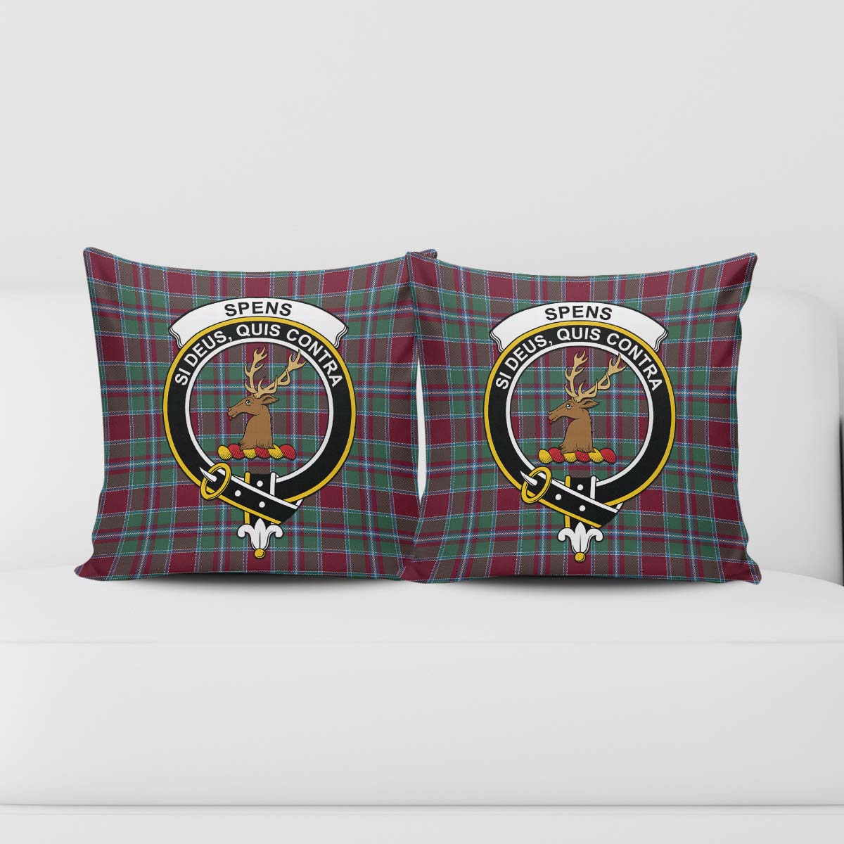 Spence (Spens) Tartan Pillow Cover with Family Crest - Tartan Vibes Clothing