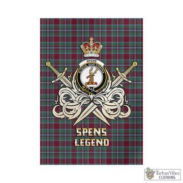 Spence (Spens) Tartan Garden Flag with Clan Crest and the Golden Sword of Courageous Legacy