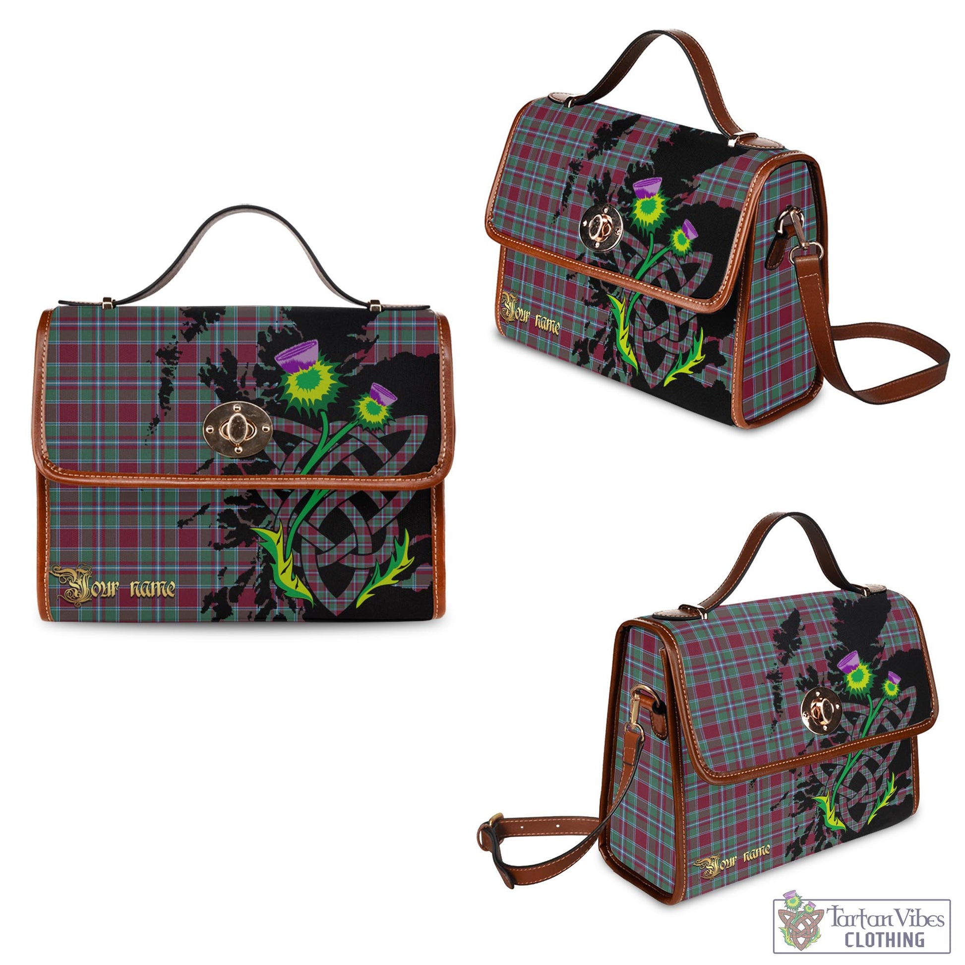 Tartan Vibes Clothing Spens (Spence) Tartan Waterproof Canvas Bag with Scotland Map and Thistle Celtic Accents