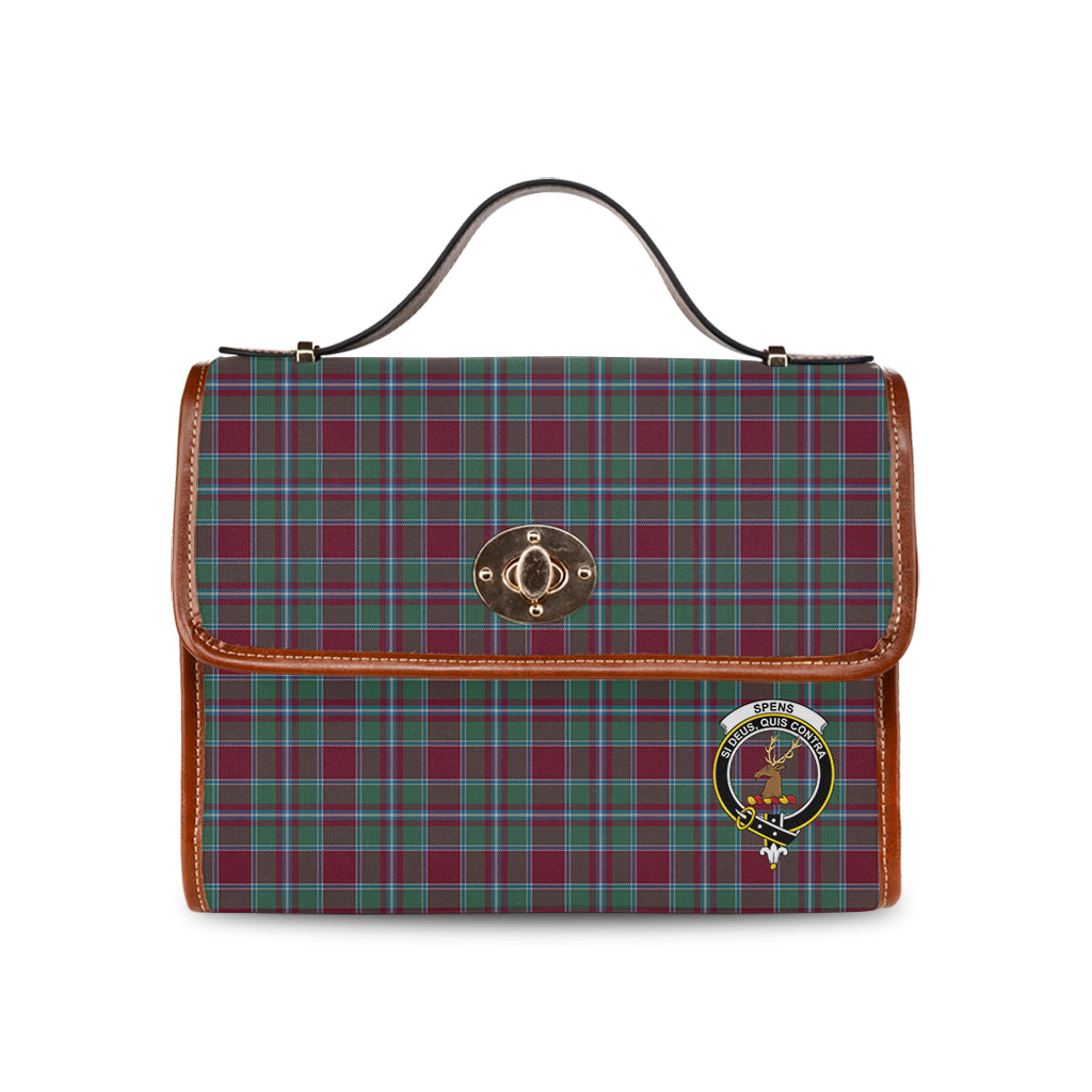 spens-spence-tartan-leather-strap-waterproof-canvas-bag-with-family-crest