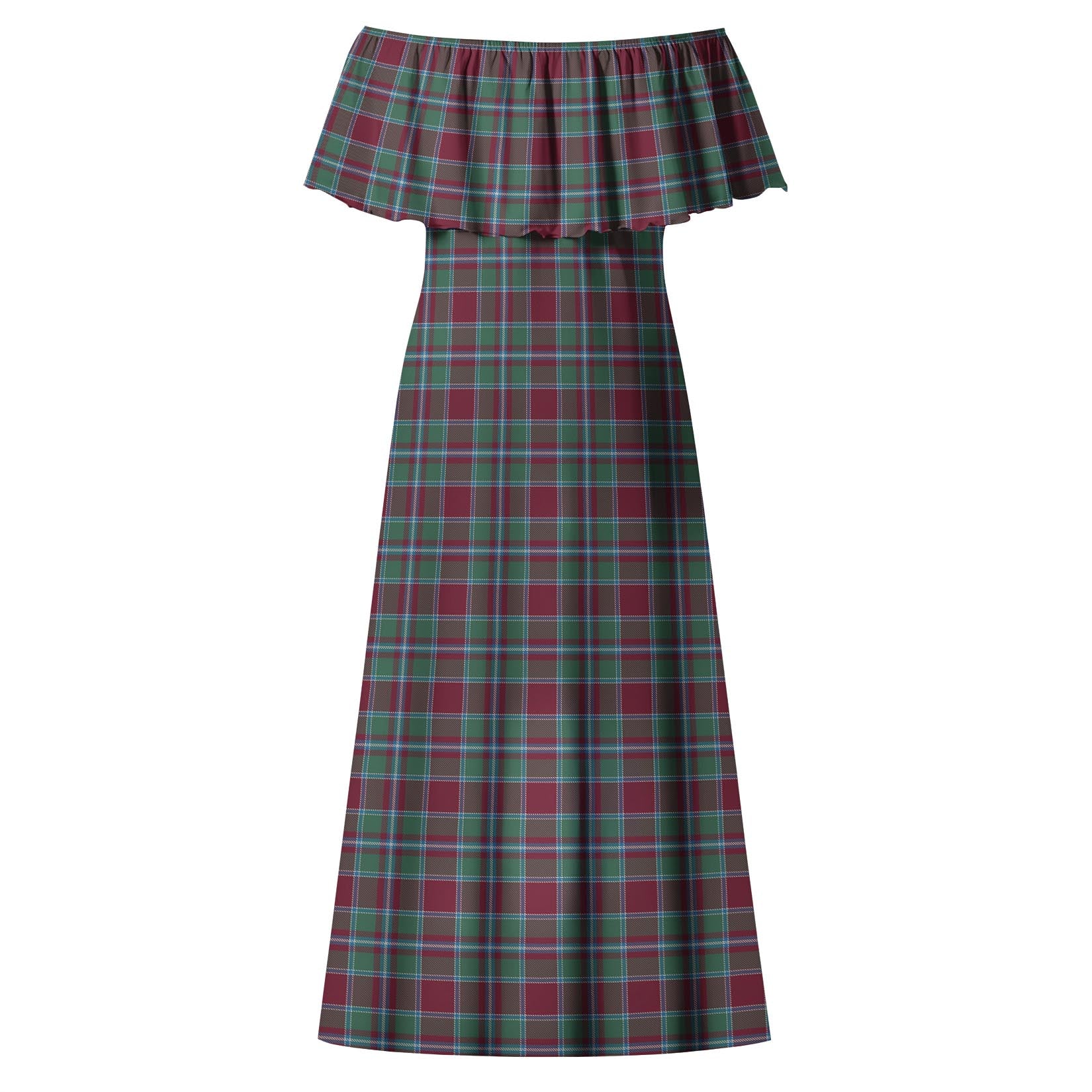 Spence (Spens) Tartan Off Shoulder Long Dress - Tartan Vibes Clothing