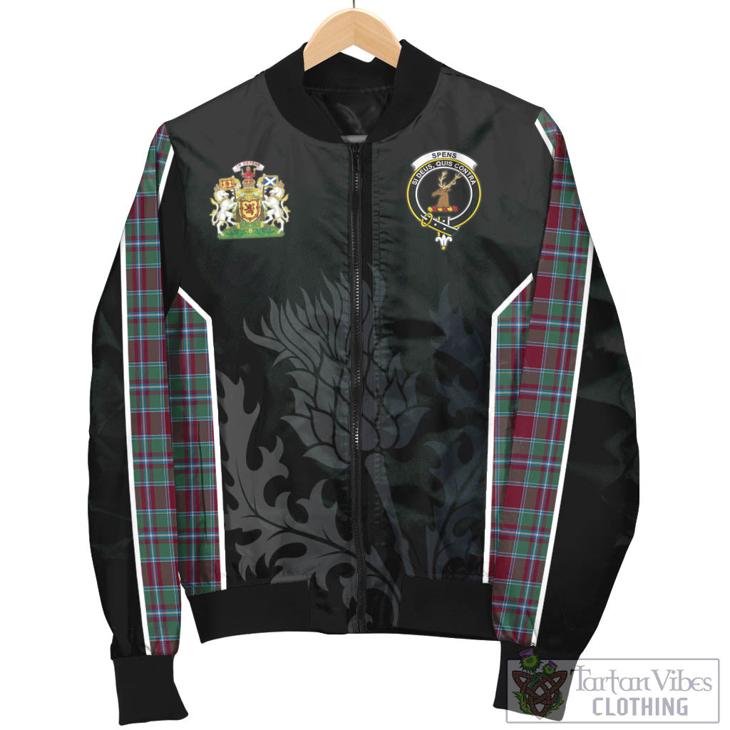 Spence (Spens) Tartan Bomber Jacket with Family Crest and Scottish Thistle Vibes Sport Style - Tartan Vibes Clothing