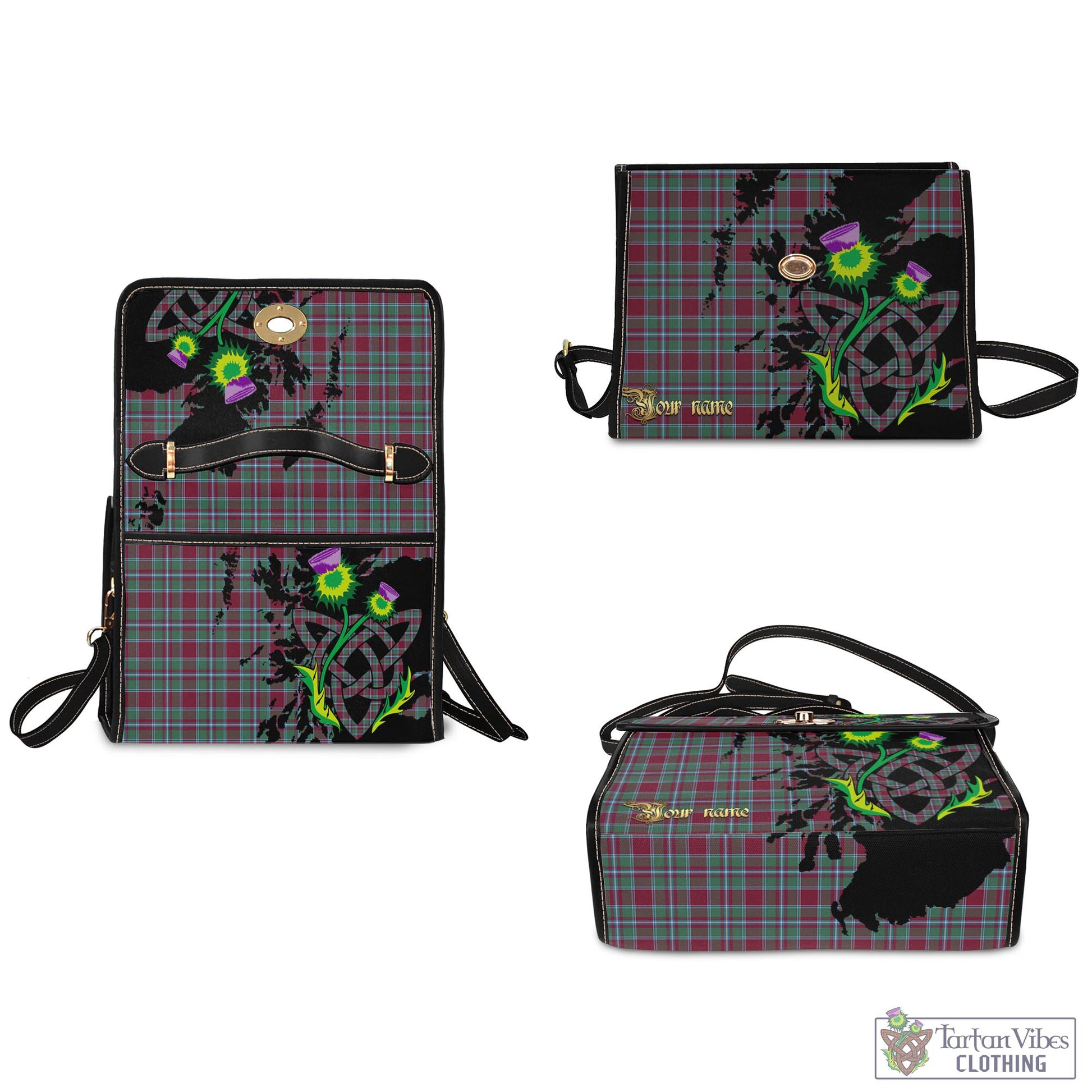 Tartan Vibes Clothing Spens (Spence) Tartan Waterproof Canvas Bag with Scotland Map and Thistle Celtic Accents