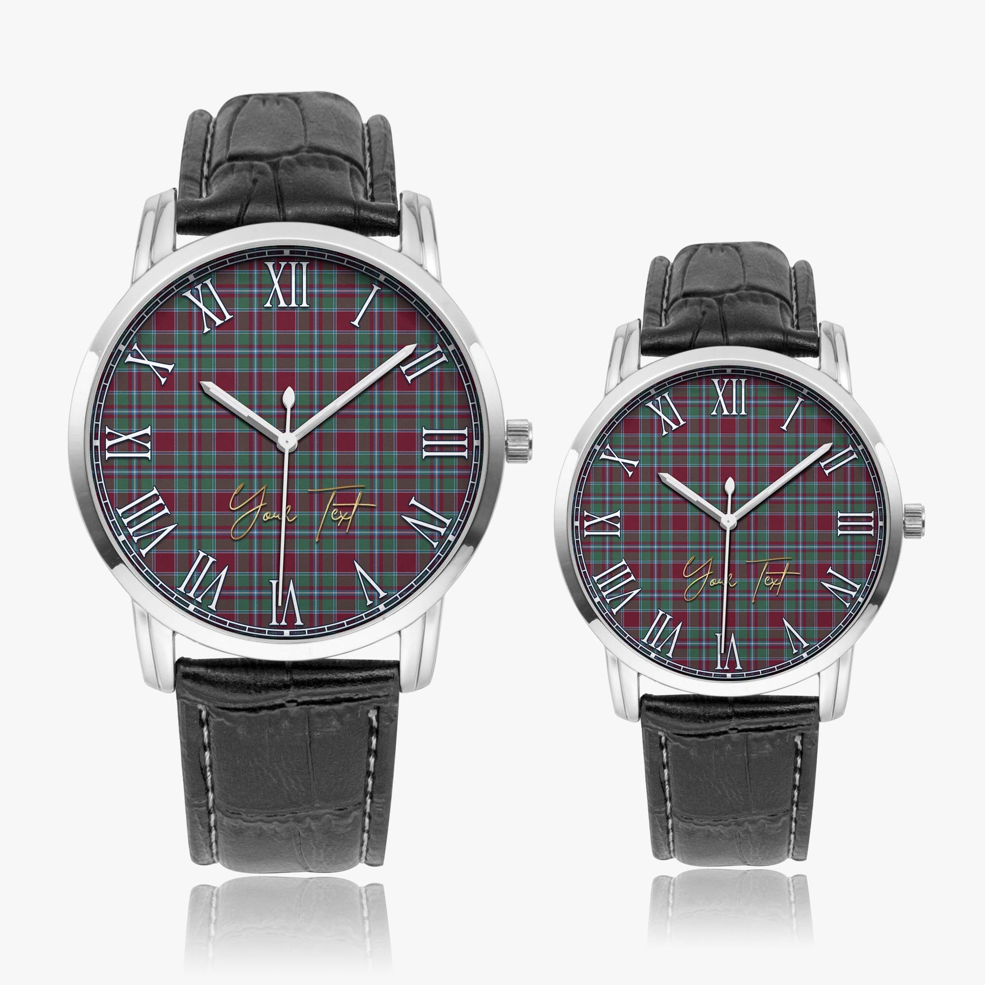 Spence (Spens) Tartan Personalized Your Text Leather Trap Quartz Watch - Tartan Vibes Clothing
