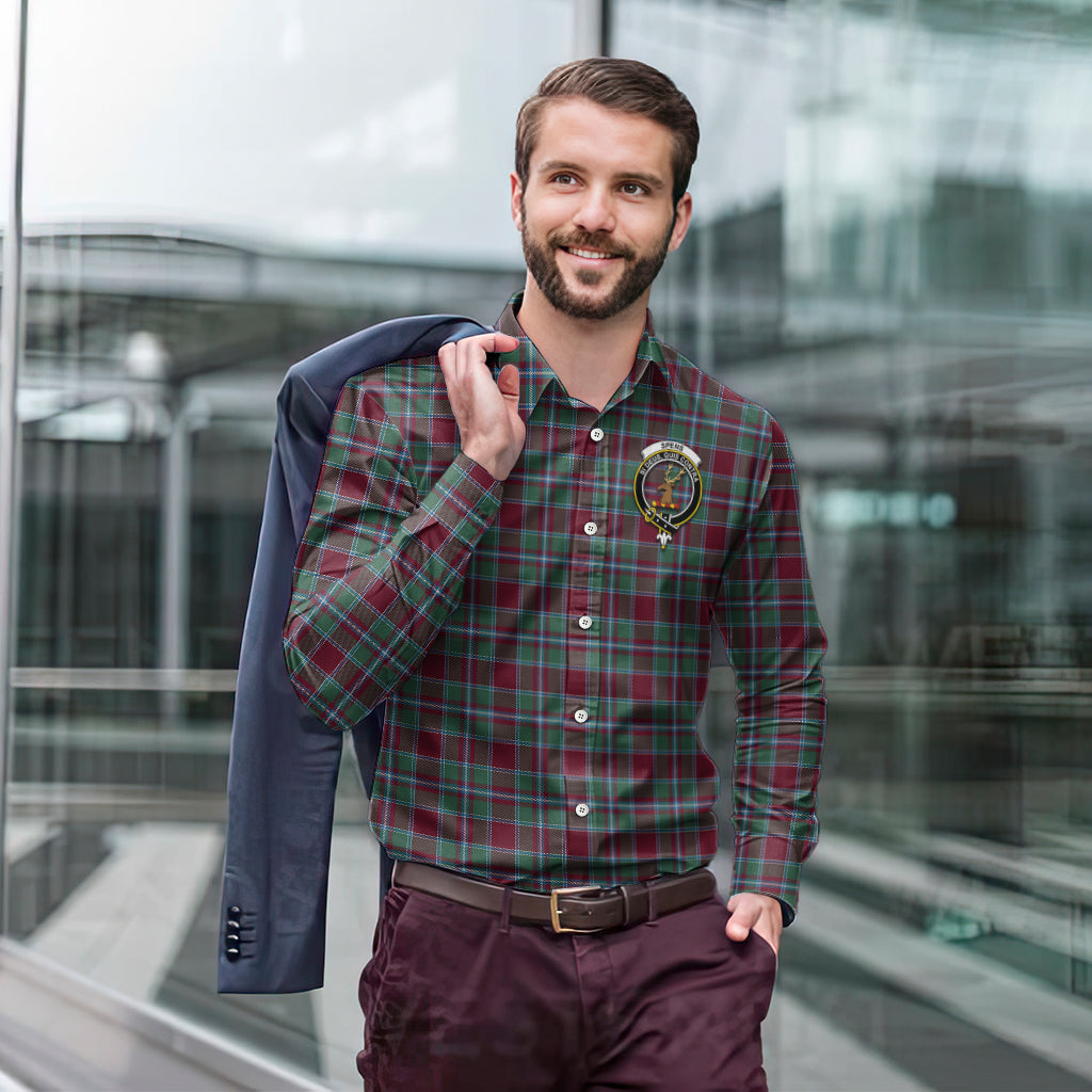 Spence (Spens) Tartan Long Sleeve Button Up Shirt with Family Crest - Tartan Vibes Clothing