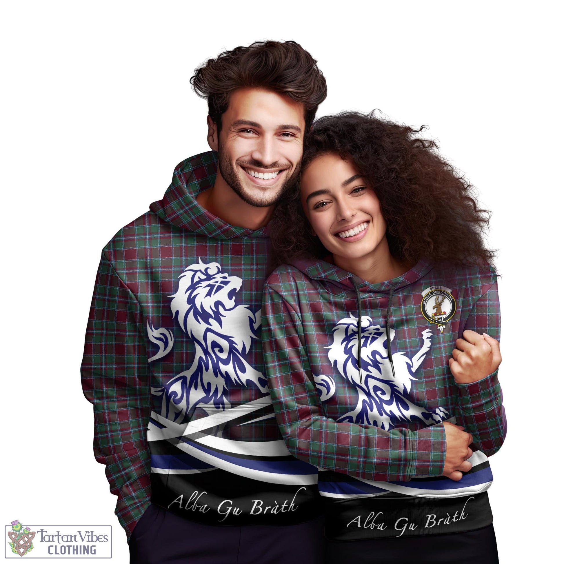 Spence (Spens) Tartan Hoodie with Alba Gu Brath Regal Lion Emblem - Tartan Vibes Clothing