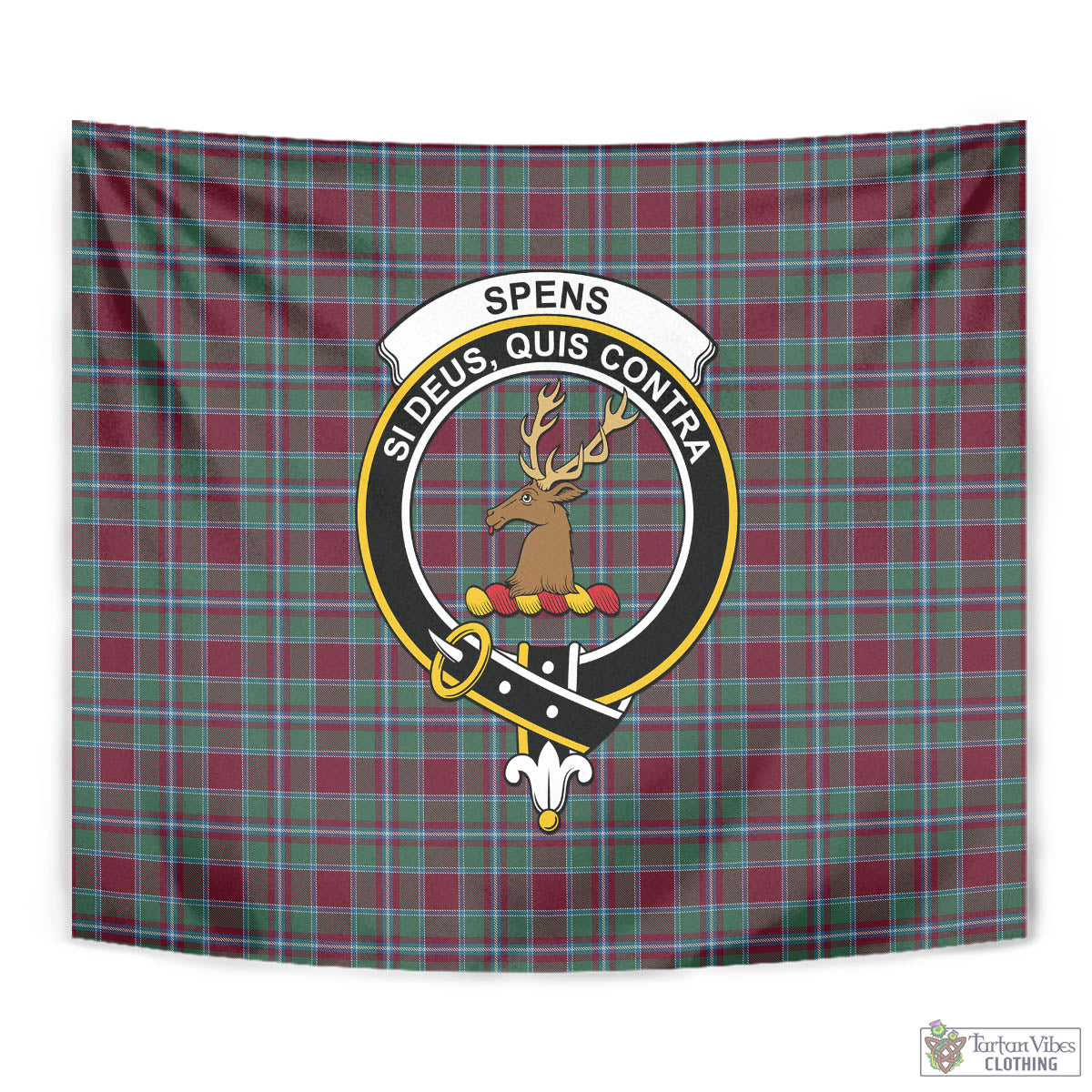 Tartan Vibes Clothing Spens (Spence) Tartan Tapestry Wall Hanging and Home Decor for Room with Family Crest