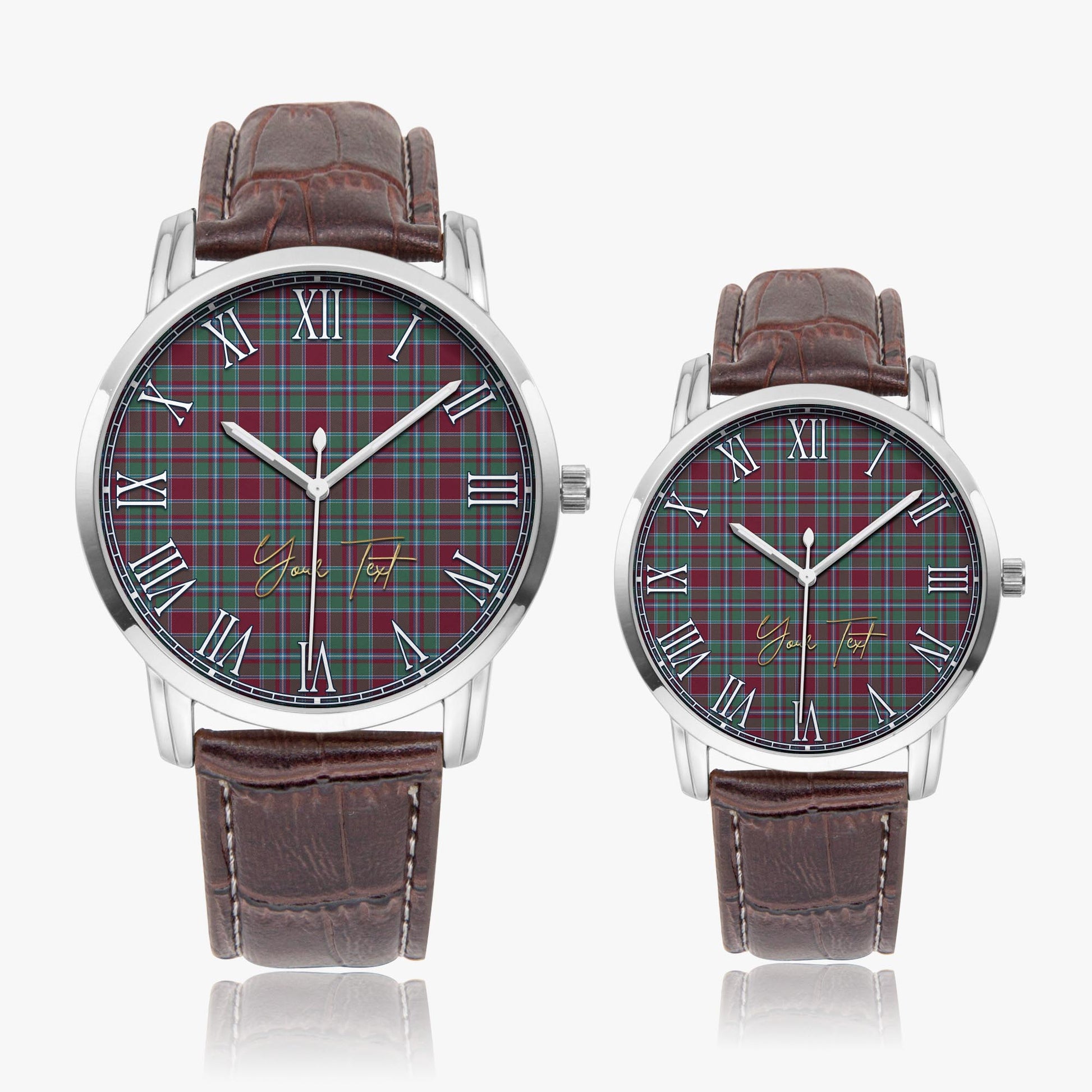 Spence (Spens) Tartan Personalized Your Text Leather Trap Quartz Watch - Tartan Vibes Clothing