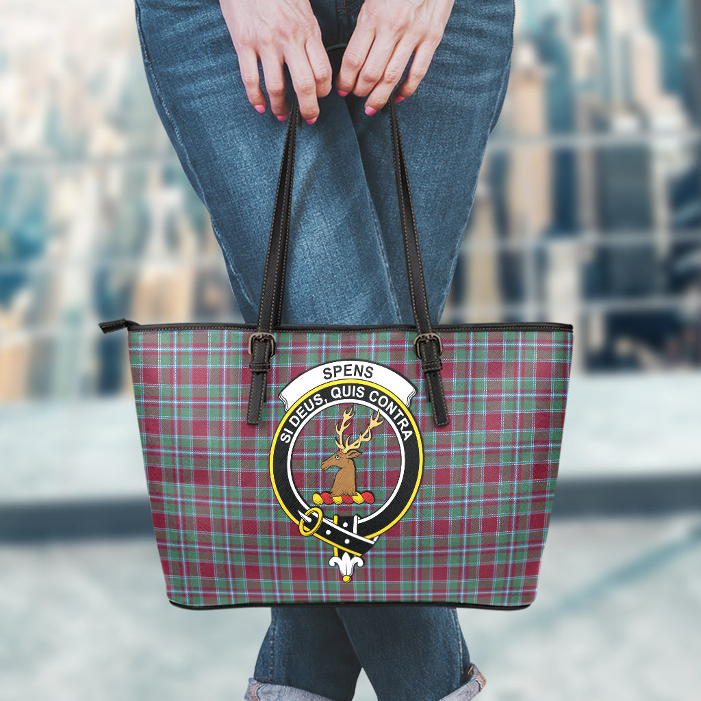 Spence (Spens) Tartan Leather Tote Bag with Family Crest - Tartan Vibes Clothing