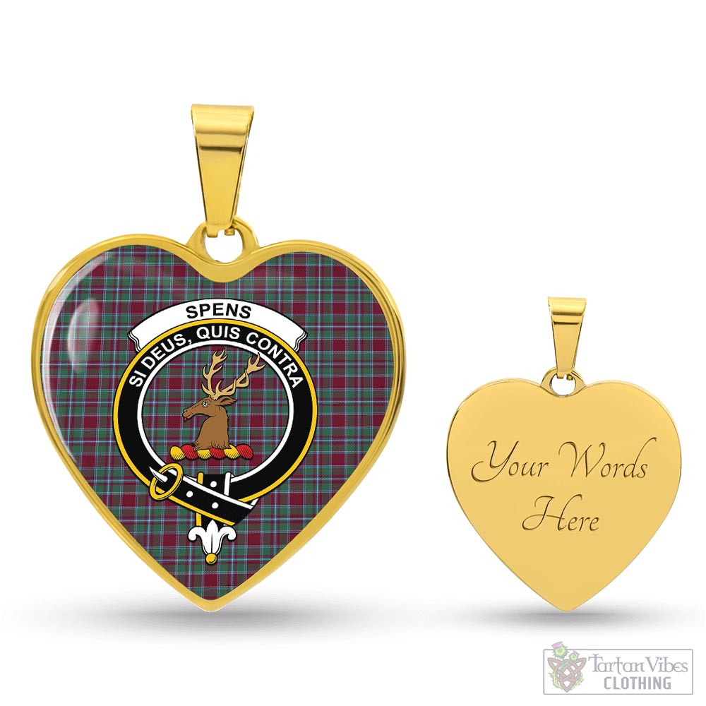 Spence (Spens) Tartan Heart Necklace with Family Crest Luxury Necklace (Gold) Yes - Tartan Vibes Clothing