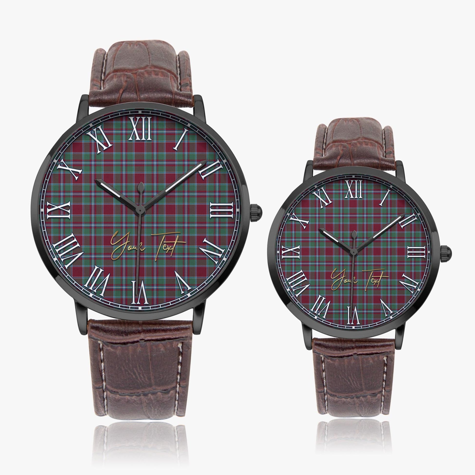 Spence (Spens) Tartan Personalized Your Text Leather Trap Quartz Watch - Tartan Vibes Clothing