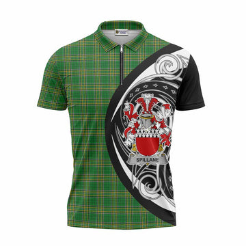 Spillane Irish Clan Zipper Polo Shirt Celtic Circle Style Unisex - Tartan Vibes Clothing