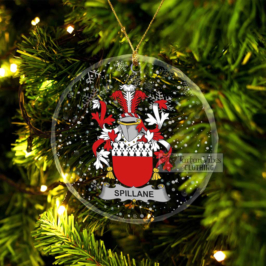 Spillane Irish Clan Christmas Glass Ornament with Coat of Arms Transparent Glass Circle - 2D-tartanvibesclothing