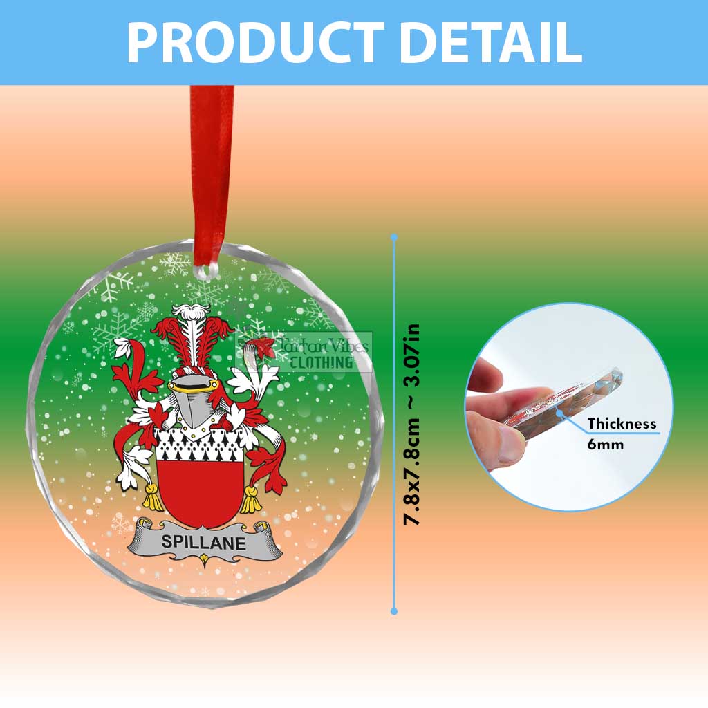 Spillane Irish Clan Christmas Glass Ornament with Coat of Arms - 2D-tartanvibesclothing