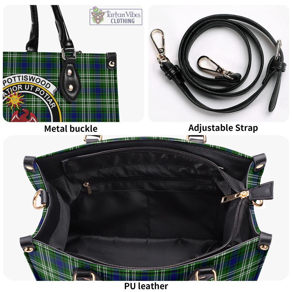 Spottiswood Tartan Luxury Leather Handbags with Family Crest - Tartan Vibes Clothing