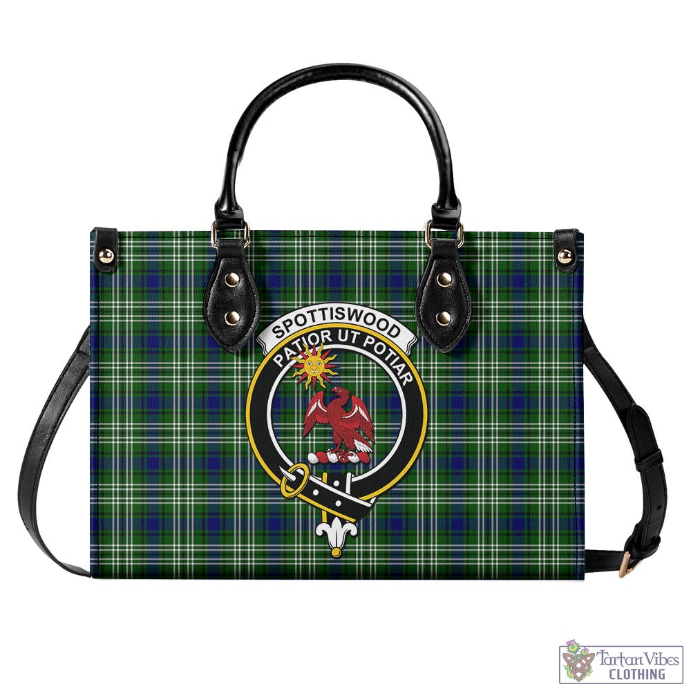Spottiswood Tartan Luxury Leather Handbags with Family Crest - Tartan Vibes Clothing