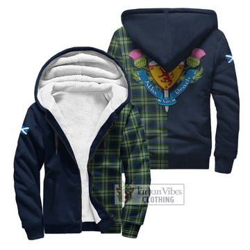 Spottiswood Tartan Sherpa Hoodie Alba with Scottish Lion Royal Arm Half Style Unisex S - Tartan Vibes Clothing