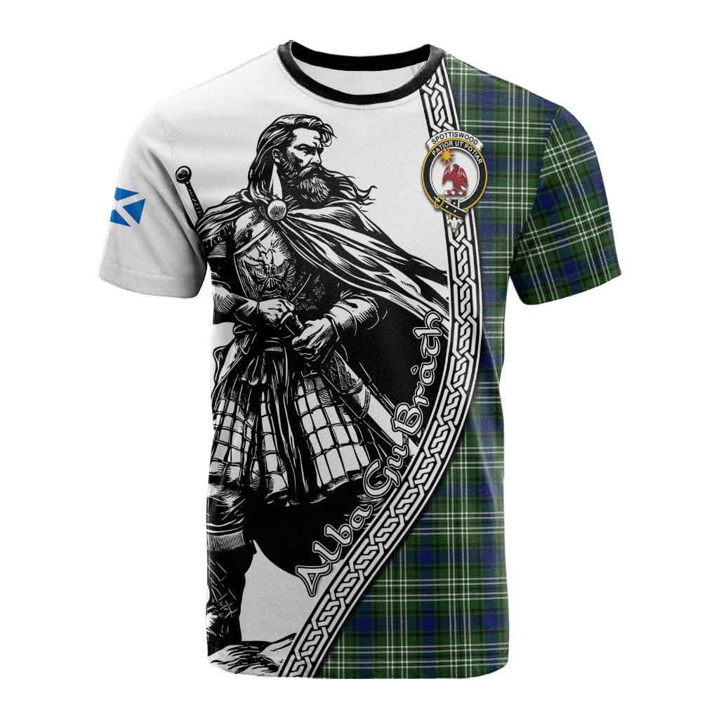 Spottiswood Tartan Clan Crest Cotton T-shirt with Highlander Warrior Celtic Style Kid's Shirt - Tartan Vibes Clothing