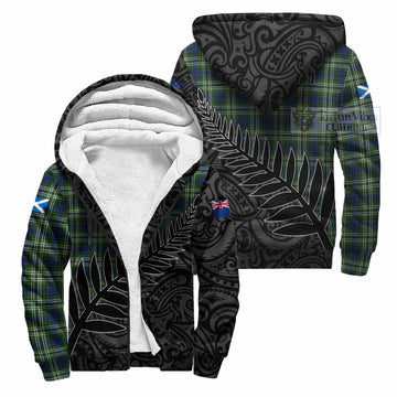 Spottiswood Crest Tartan Sherpa Hoodie with New Zealand Silver Fern Half Style Unisex S - Tartan Vibes Clothing