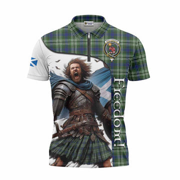 Spottiswood Crest Tartan Zipper Polo Shirt Inspired by the Freedom of Scottish Warrior Unisex - Tartan Vibes Clothing