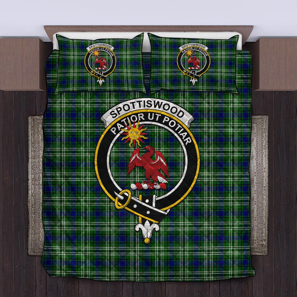 Spottiswood Tartan Quilt Bed Set with Family Crest King - Tartan Vibes Clothing